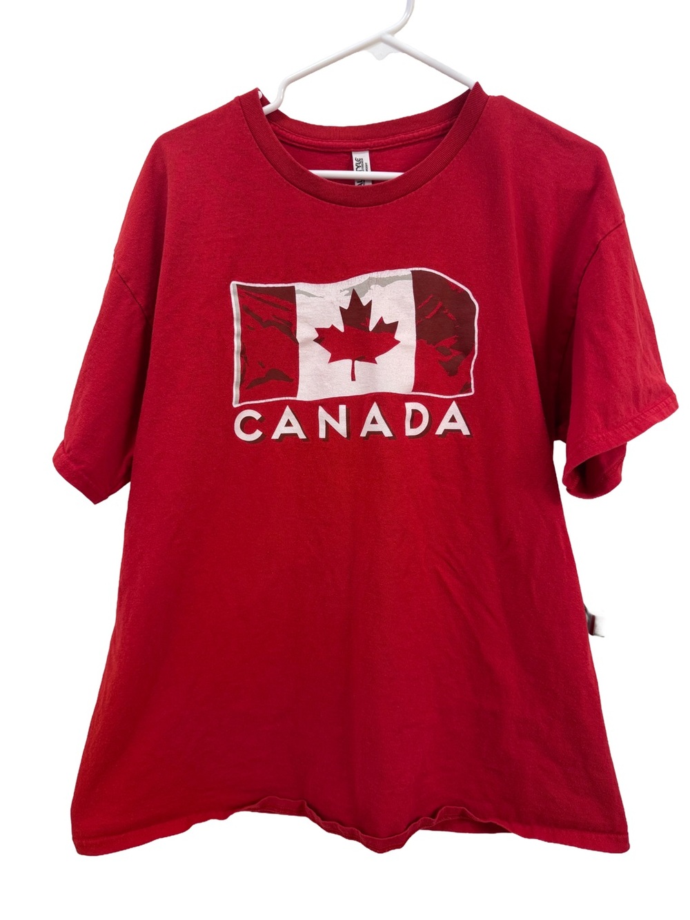 Canada Flag Souvenir T-Shirt Red Short Sleeve Crew Neck Graphic Tee Casual XL